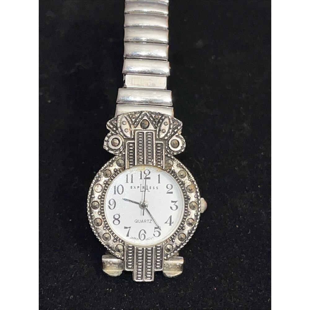 LA Express Women Watch Stainless Steel Silver tone Stretch Vintage Untested